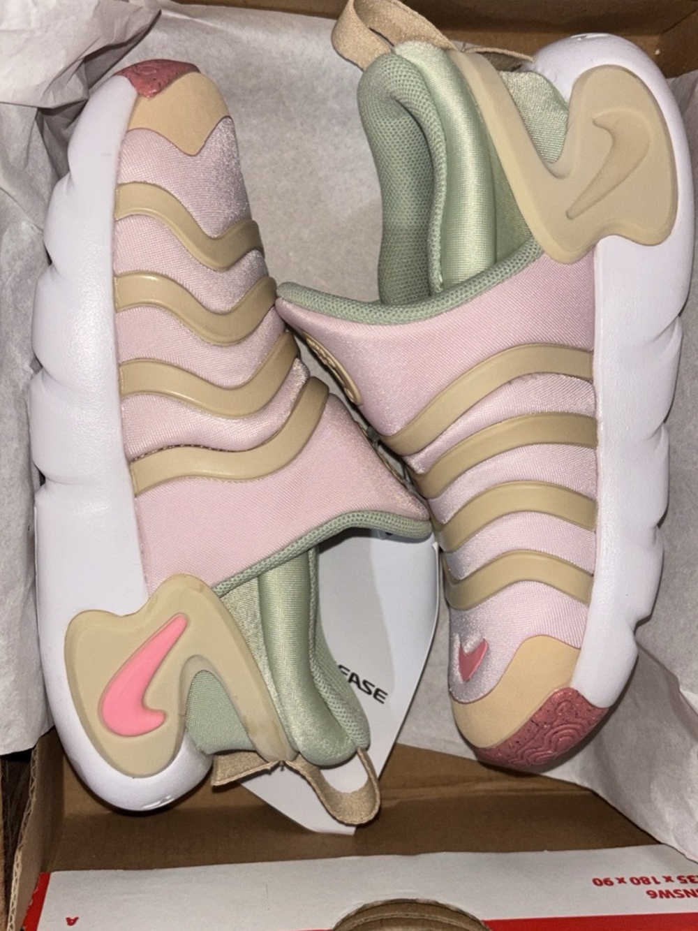 Nike Kids Slip-On Sneakers in Pink, Cream and Sage